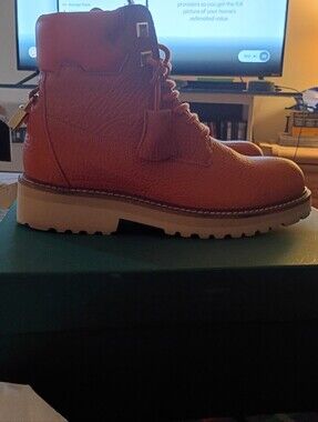 Buscemi Leather Lace-Up Boot in Orange